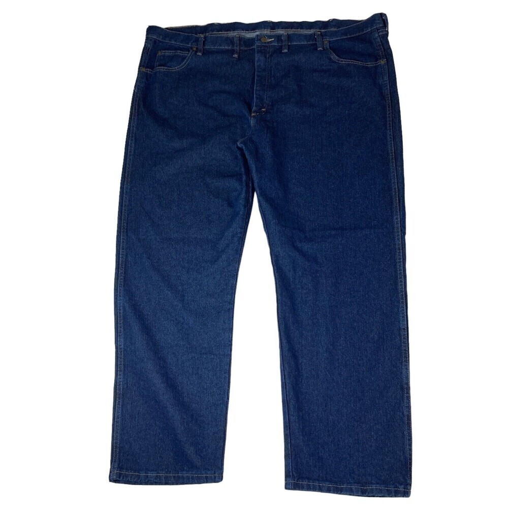 WRANGLER Men's Size 50x30 Relaxed Regular Blue Cotton Jeans Rugged Wear Dark